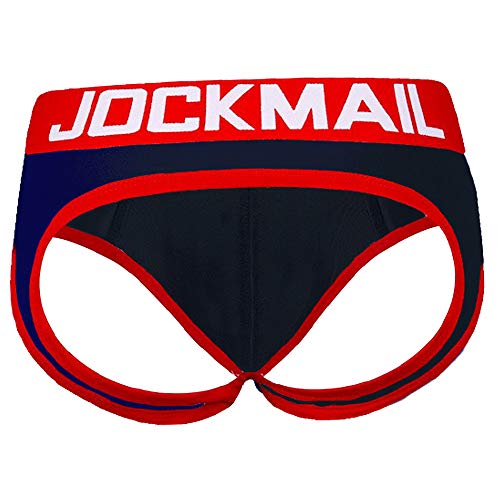 JOCKMAILHerren Jock Strap Unterhose Jockstrap Push Up Rot Blau (M) von JOCKMAIL