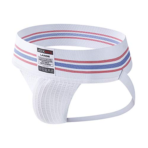 Sexy Herren Jockstrap Unterwäsche Slip Herren Strings Suspensorium Rückenfrei Atmungsaktiver Jockstrap Gay Unterwäsche Erotic String Homens (XXL, Weiß) von JOCKMAIL