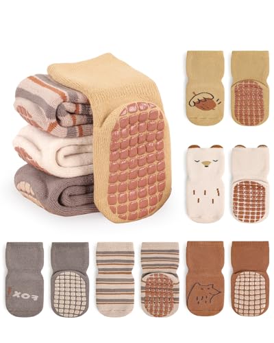 JOCMIC Anti Rutsch Socken für Baby Mädchen Jungen 5 Paar Kinder Sportsocken Stoppersocken krabbelsocken von JOCMIC