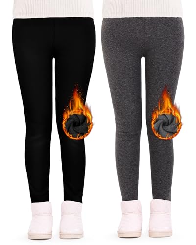 JOCMIC Mädchen Gefütterte Leggings Thermo Hosen Dicke Winter Warme 2er-Pack von JOCMIC