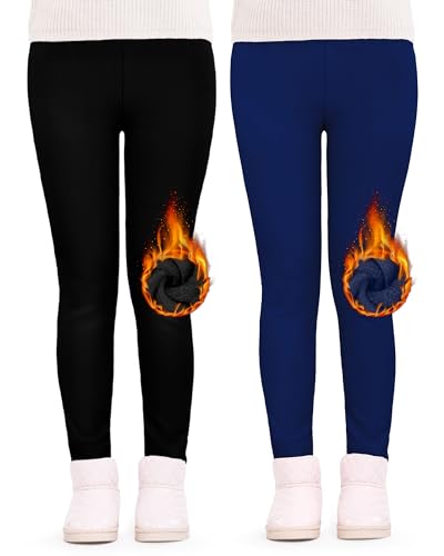 JOCMIC Mädchen Gefütterte Leggings Thermo Hosen Dicke Winter Warme 2er-Pack von JOCMIC