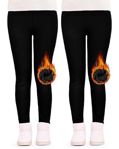 JOCMIC Mädchen Gefütterte Leggings Thermo Hosen Dicke Winter Warme 2er-Pack von JOCMIC