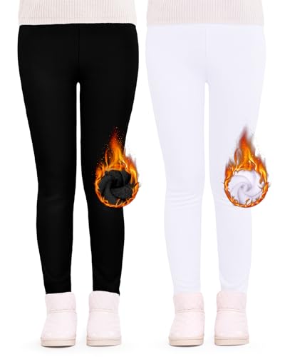 JOCMIC Mädchen Gefütterte Leggings Thermo Hosen Dicke Winter Warme 2er-Pack von JOCMIC