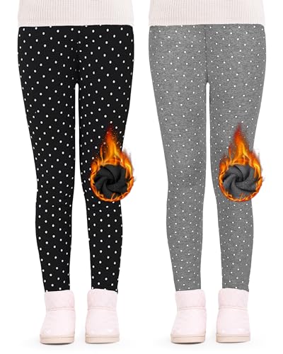 JOCMIC Mädchen Gefütterte Leggings Thermo Hosen Dicke Winter Warme 2er-Pack von JOCMIC