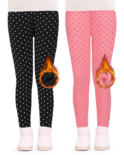 JOCMIC Mädchen Gefütterte Leggings Thermo Hosen Dicke Winter Warme 2er-Pack von JOCMIC