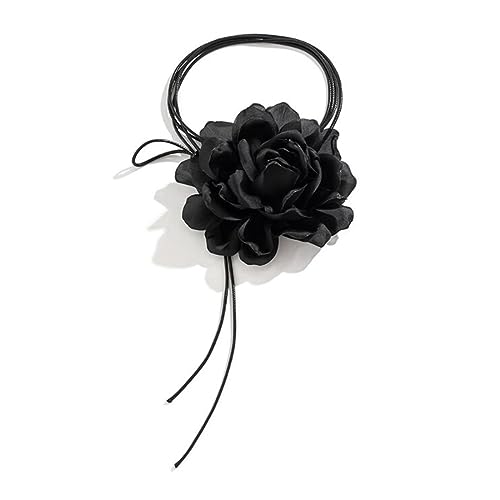 JOCXZI Rose Choker Blume Halskette,Tiaras Schnürung Rose,Rose Schärpe Gürtel Kragen,Haarband für Frauen Hut Band(Schwarze) von JOCXZI