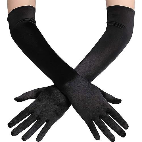 JOCXZI handschuhe lang,handschuhe schwarz,lange handschuhe,handschuhe damen,lange handschuhe damen,1920er-Jahre-Elasthan-Handschuhe, Junggesellenabschied, Brauthandschuhe (53 cm) von JOCXZI