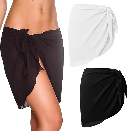 JOCXZI pareo,strandtuch damen,sarong tuch damen,bikini cover up,strandrock,strandrock damen,strandbluse,swimwear coverups,strandmode damen（Schwarz-Weiss） von JOCXZI