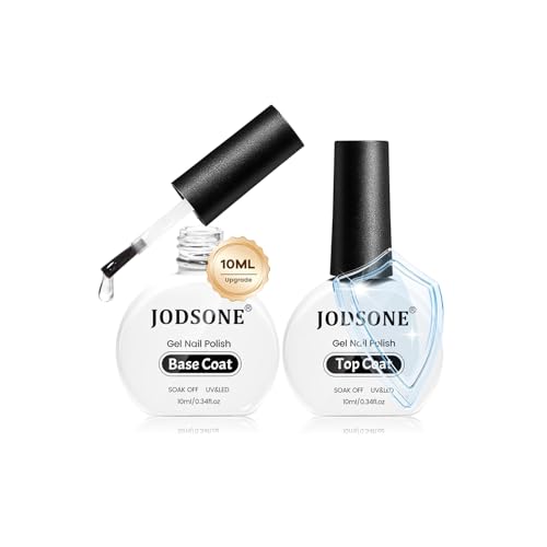 JODSONE 2 Flaschen 10 ml Base Coat Top Coat Gel UV Set, No Wipe Unterlack & Überlack, helle Oberfläche zu Hause, DIY-Nagelstudio, Mädchen, Geschenk von JODSONE