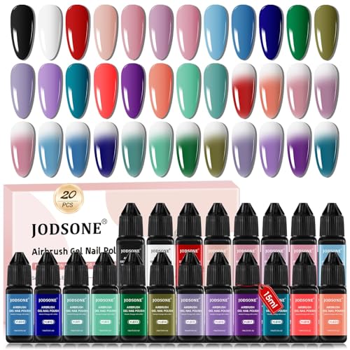 JODSONE 20 Colors Airbrush Gel Nail Polish Set for Nail Gradients No Dilution Gel Nail Polish DIY Various Patterns Nail Art, Girls Holiday Gifts von JODSONE