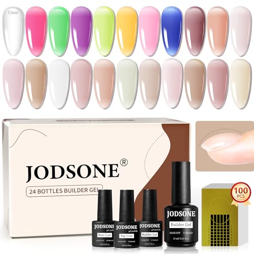 JODSONE Builder Color Gel Top Coat Base Coat Extension Gel 22 Pcs Kit Langlebiges Hochglanzgeschenk für Frauen von JODSONE