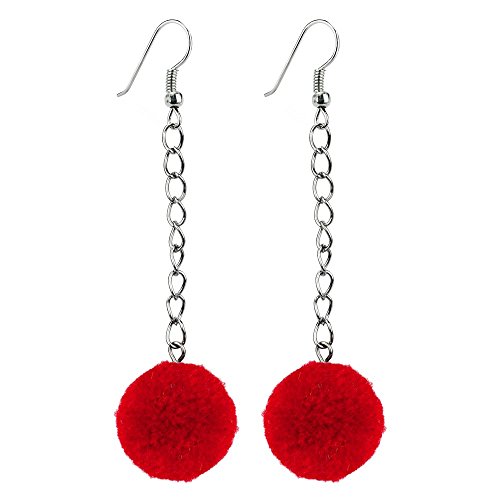 JOE COOL Pom-Pom Cotton Kette Ohrringe: Rot von JOE COOL