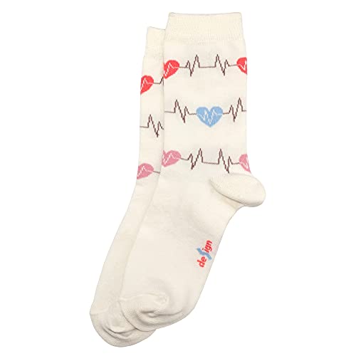 JOE COOL Socken Herzschlag aus Baumwolle und Polyester, cremefarben, Small/Medium von JOE COOL