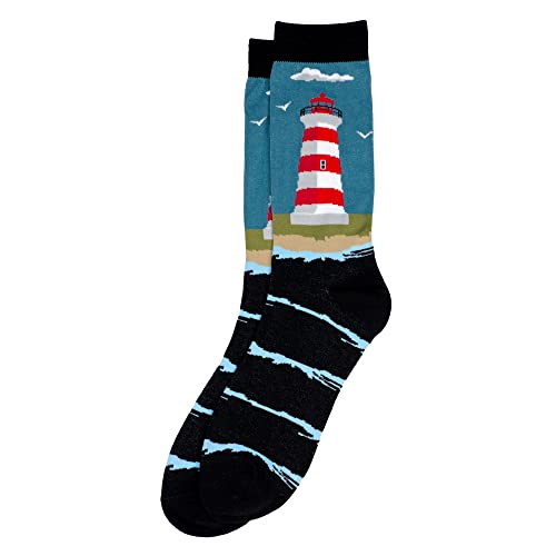 JOE COOL Socken Herren Leuchtturm aus Baumwolle und Spandex, blau, Small/Medium von JOE COOL