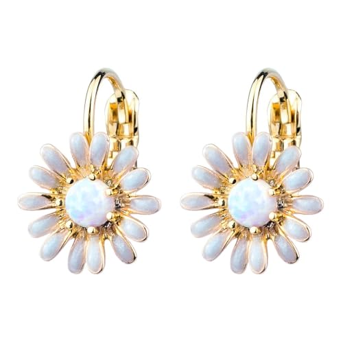 Ohrhänger Opal Gänseblümchen aus Zinnlegierung und Emaille JOE COOL von JOE COOL