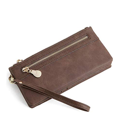 JOEBO Vintage-Handgelenk-PU-Leder, Lange Bifold-Kupplung, Geldbörse, Multi-Karten-Organizer for Damen/11 (Color : Brown) von JOEBO