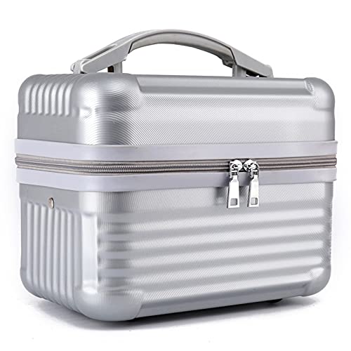 Tragbare Hartschalen-Kosmetiktasche mit großer Kapazität, Train Box, Kosmetik-Aufbewahrungstasche, Make-up-Tasche mit Pinsel-Organizer, Reisetasche for Frauen, Geschenk (Rosa)/110 (Color : Silver) von JOEBO