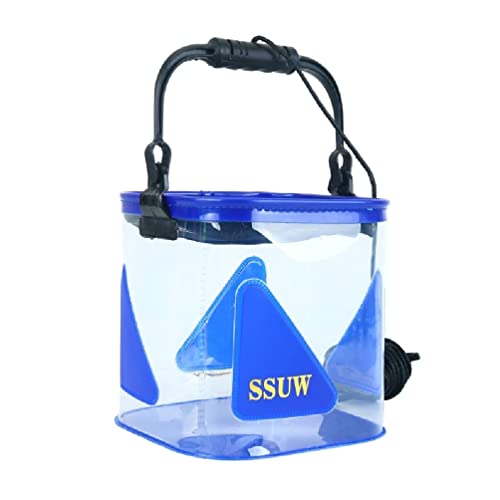 Tragbarer Camping-Angeleimer, Fisch-Lebendköder-Wasserbehälter, zusammenklappbarer transparenter Angeleimer, einfach zu verwendende tragbare Angeltasche for Reisen, Camping/43 ( Color : Blue , Size : von JOEBO