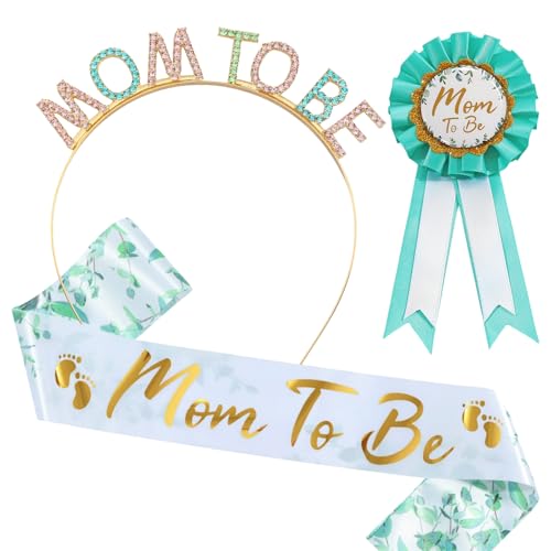 JOERBABU Haarband, Babyparty-Schärpen, Party-Dekoration, Schärpen und Strasssteine, Schärpen für werdende Mütter und Abzeichen für werdende Mütter von JOERBABU