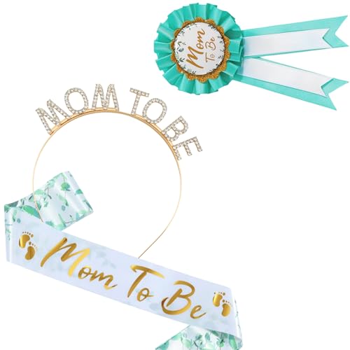 JOERBABU Haarband, Babyparty-Schärpen, Party-Dekoration, Schärpen und Strasssteine, Schärpen für werdende Mütter und Abzeichen für werdende Mütter von JOERBABU