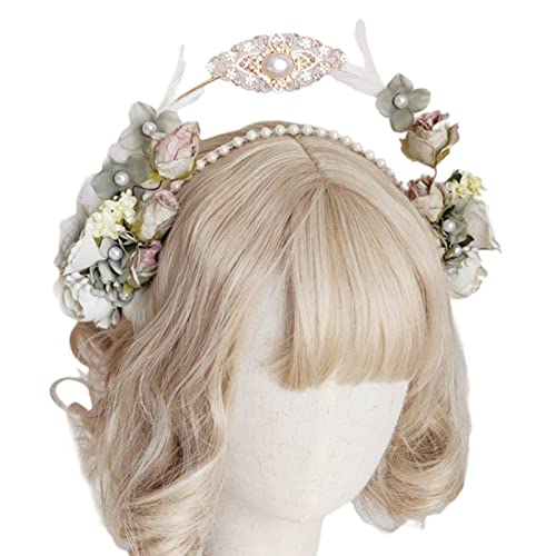 JOERBABU Haarband, Blumenform, Kronen für Damen, Hochzeit, Cosplay, Mode, handgefertigt, dünne Haarspangen mit doppellagigem Haarschmuck von JOERBABU