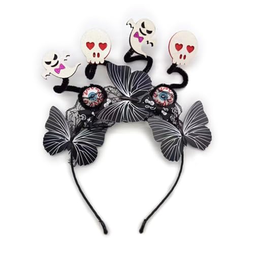 JOERBABU Haarband Lustiges Totenkopf-Stirnband für Geburtstagsparty Cosplay Schmetterling Spitze Kopfbedeckung Haarschmuck Halloween Kostüm Haarband JOERBABU Haarband Lustiges Totenkopf-Stirnband für Geburtstagsparty Cosplay Schmetterling Spitze Kopfbedeckung Haarschmuck Halloween Kostüm Haarband von JOERBABU
