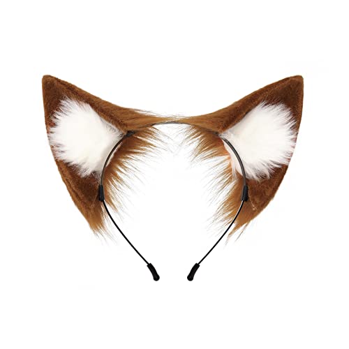 JOERBABU Haarband Plüsch Füchse Ohrform Haarreifen Frau Teenager Make-up Stirnband für Halloween Karneval Cosplay Haarschmuck von JOERBABU