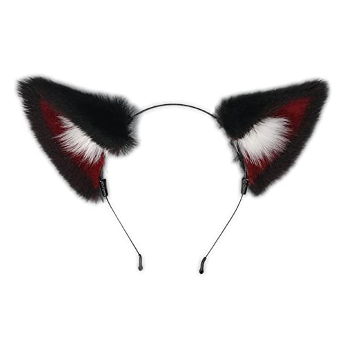JOERBABU Haarband mit Fuchsohren, Anime-Schwanz, Plüsch, Wolfsohr, Stirnband, Kostümparty, Favoritenschwanz für Halloween, Festival, Cosplay von JOERBABU