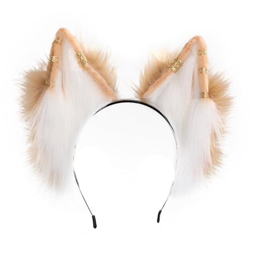 JOERBABU Haarreif Halloween Wolf Ohr Haarband mit Metall Ohrring Rollenspiel Wolf Ohr Stirnbänder Realistische Katzen Ohr Haarband für Mädchen Make-up JOERBABU Haarreif Halloween Wolf Ohr Haarband mit Metall Ohrring Rollenspiel Wolf Ohr Stirnbänder Realistische Katzen Ohr Haarband für Mädchen Make-up von JOERBABU