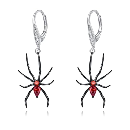 JOERPH Spinnen Ohrringe 925 Sterling Silber Roter Kristall Spinne Modeschmuck Geschenk für Damen Mädchen von JOERPH