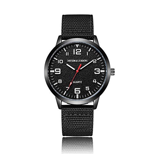JOESON LEADERS Armbanduhr, 3ATM wasserdicht, Outdoor, sportlich elegante Unisex-Armbanduhren, Sportuhren, Quarz, mit Nylon-/Lederband, Schwarz von JOESON LEADERS