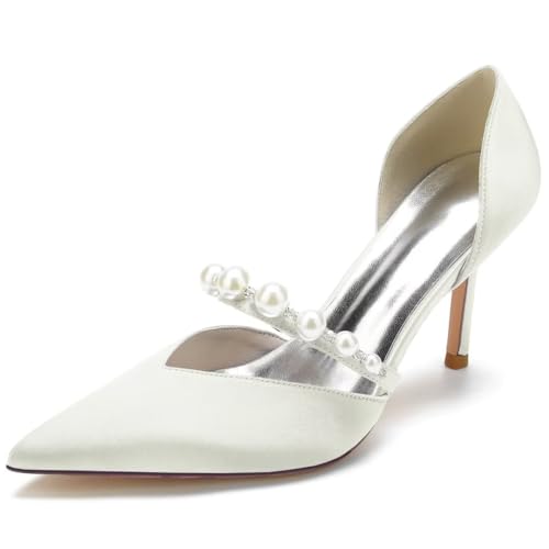 JOEupin Damen Geschlossene Zehe High Heels Hochzeit Schuhe für Braut Geschlossene Zehe Perle Braut Heels Formale Abend Party Pumps, Elfenbein, 38 EU JOEupin Damen Geschlossene Zehe High Heels Hochzeit Schuhe für Braut Geschlossene Zehe Perle Braut Heels Formale Abend Party Pumps, Elfenbein, 38 EU von JOEupin