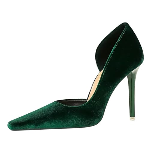 JOEupin Frauen Formale Stiletto High Heels Pumps Spitze Zehe Samt Slide Büro Hochzeit Dame Party Kleid Schuhe 10,2 cm, Grün , 42.5 EU JOEupin Frauen Formale Stiletto High Heels Pumps Spitze Zehe Samt Slide Büro Hochzeit Dame Party Kleid Schuhe 10,2 cm, Grün , 42.5 EU von JOEupin