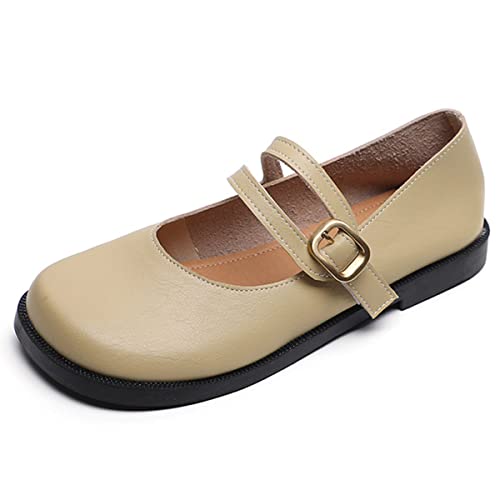 JOEupin Mary Jane flache Schuhe für Damen, elegant, bequem, runde Zehenpartie, zum Reinschlüpfen, Ballerinas, Grün , 37.5 EU von JOEupin