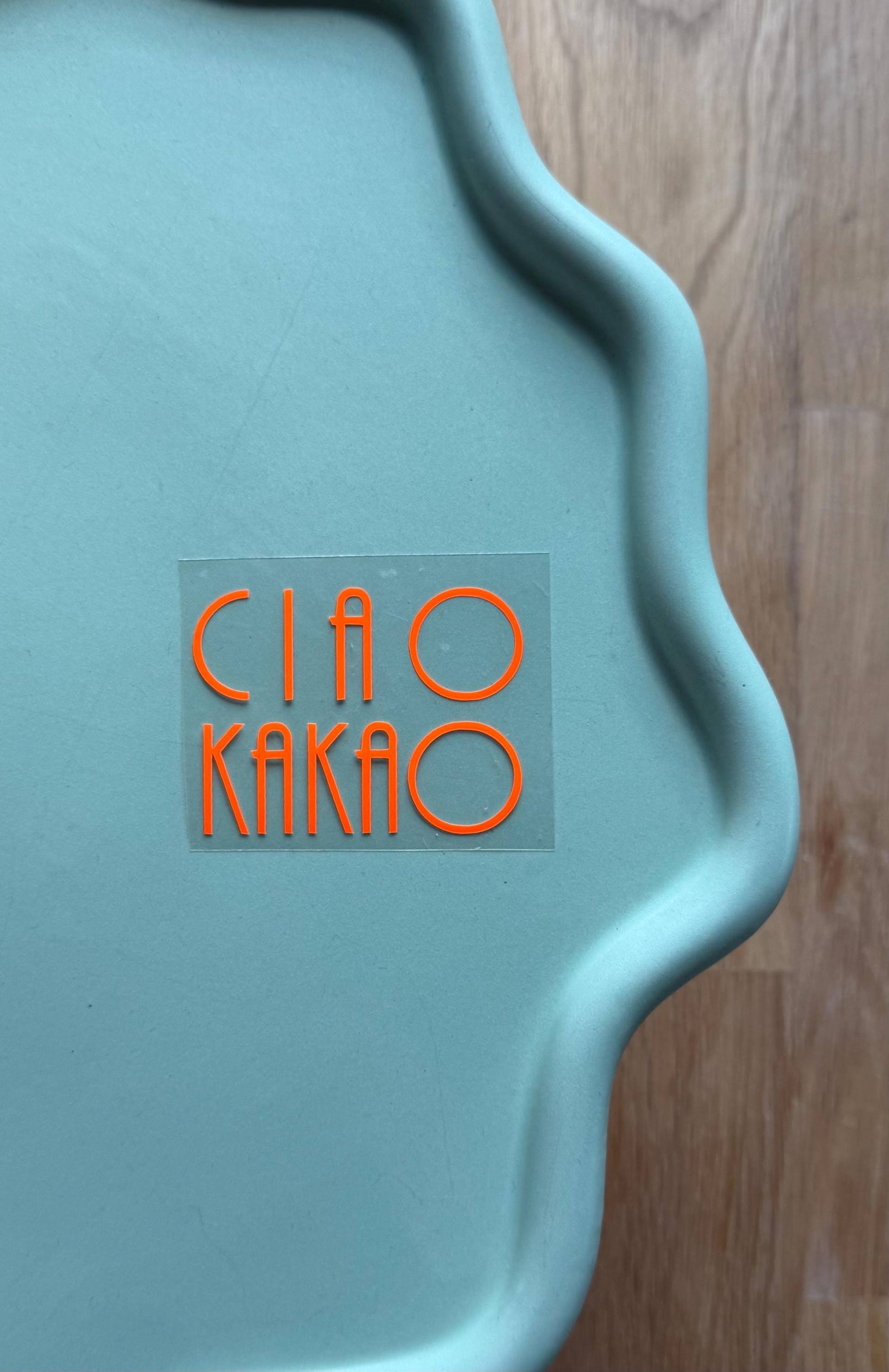 Bügelfolie, Bügelbild, Ciao Kakao, Neon, Schriftzug, Hipsterbaby von JOFRAMALandau
