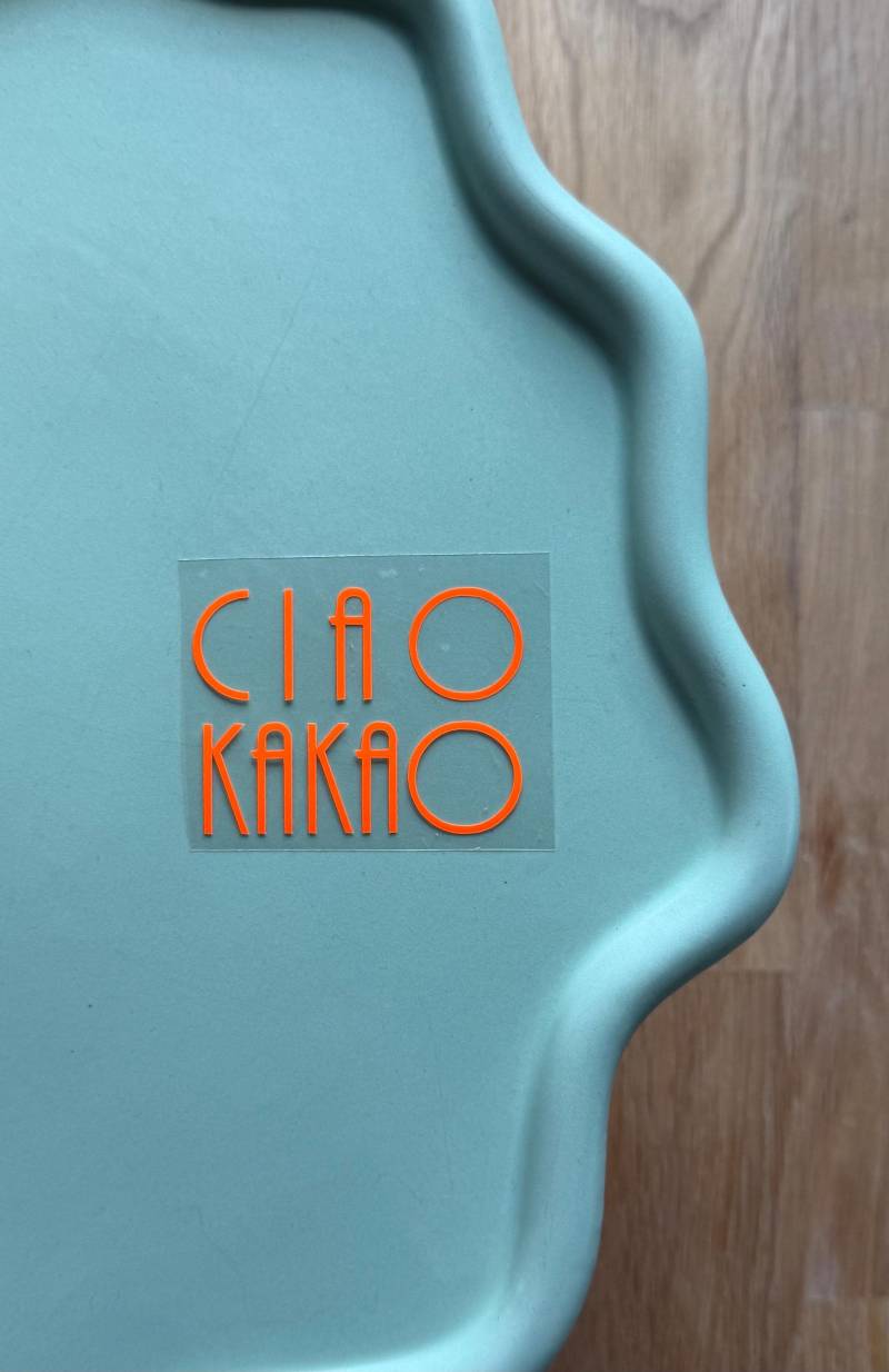 Bügelfolie, Bügelbild, Ciao Kakao, Neon, Schriftzug, Hipsterbaby Bügelfolie, Bügelbild, Ciao Kakao, Neon, Schriftzug, Hipsterbaby von JOFRAMALandau