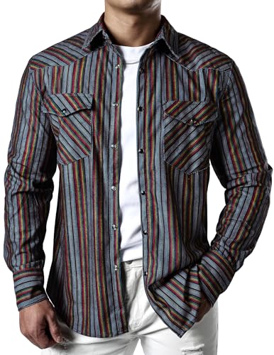 JOGAL Herren Cord Hemd Langarm Hemdjacke Regular Fit Gestreiftes Casual Faltenfrei Hemd Button Down Business Freizeithemd Schwarz Multi X-Large JOGAL Herren Cord Hemd Langarm Hemdjacke Regular Fit Gestreiftes Casual Faltenfrei Hemd Button Down Business Freizeithemd Schwarz Multi X-Large von JOGAL