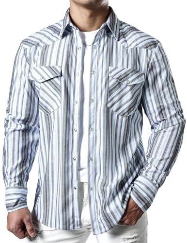 JOGAL Herren Cord Hemd Langarm Hemdjacke Regular Fit Gestreiftes Casual Faltenfrei Hemd Button Down Business Freizeithemd WeißBlau Mittel JOGAL Herren Cord Hemd Langarm Hemdjacke Regular Fit Gestreiftes Casual Faltenfrei Hemd Button Down Business Freizeithemd WeißBlau Mittel von JOGAL