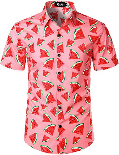 JOGAL Herren Funky Fruit Shirts Kurzarm Hawaiihemd 3X-Large Rot von JOGAL