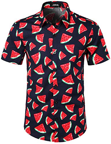 JOGAL Herren Funky Fruit Shirt Kurzarm Hawaiihemd Small NavyWassermelone… von JOGAL