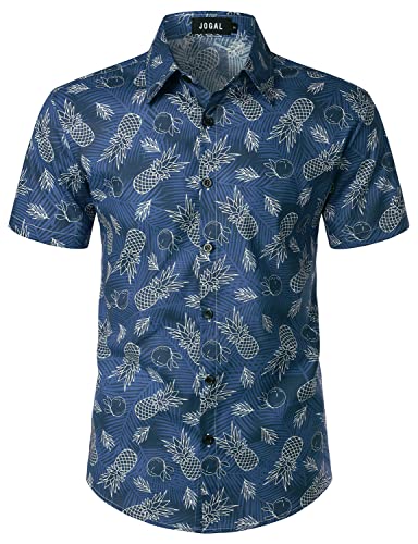 JOGAL Herren Funky Fruit Shirts Kurzarm Hawaiihemd Blaue Ananas X-Large von JOGAL