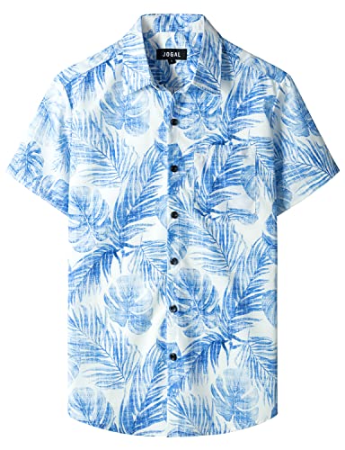 JOGAL Herren Hawaii Hemd mit Tasche Männer Kurzarm Freizeithemd Sommer Lässig Strand Outfit Blau 3XL von JOGAL