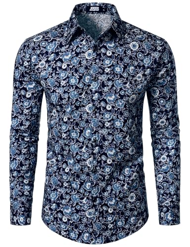 JOGAL Herren Regular Fit Floral Business Hemd Langarm Button Down Print Freizeithemd Marine Orchidee X-Large JOGAL Herren Regular Fit Floral Business Hemd Langarm Button Down Print Freizeithemd Marine Orchidee X-Large von JOGAL