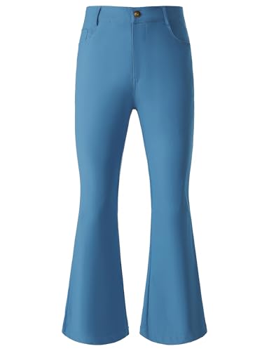 JOGAL Herren Schlaghose 70er Jahre Karneval Disco Outfits Ausgestellte Hose Groß Hellblau von JOGAL