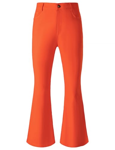 JOGAL Herren Schlaghose 70er Jahre Karneval Disco Outfits Ausgestellte Hose Groß Orange von JOGAL