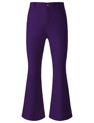 JOGAL Herren Schlaghose 70er Jahre Karneval Disco Outfits Ausgestellte Hose Klein Tieflila von JOGAL