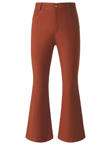 JOGAL Herren Schlaghose 70er Jahre Karneval Disco Outfits Ausgestellte Hose Mittel Braun Rot von JOGAL