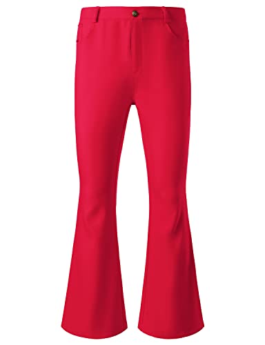 JOGAL Herren Schlaghose 70er Jahre Karneval Disco Outfits Ausgestellte Hose Rot XX-Large von JOGAL