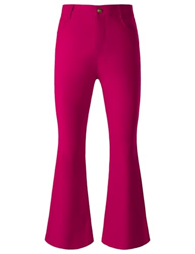 JOGAL Herren Schlaghose 70er Jahre Karneval Disco Outfits Ausgestellte Hose XX-Large Rosenrot von JOGAL
