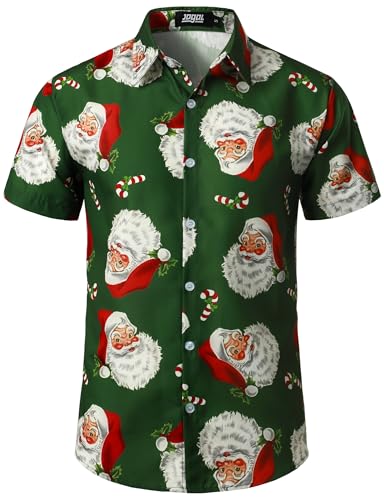 JOGAL Herren Weihnachten Hemd Funky Kurzarm Christmas Hawaiihemd Button Down Weihnachtsmann Print Freizeithemd XX-Large Grün Weihnachtsmann JOGAL Herren Weihnachten Hemd Funky Kurzarm Christmas Hawaiihemd Button Down Weihnachtsmann Print Freizeithemd XX-Large Grün Weihnachtsmann von JOGAL